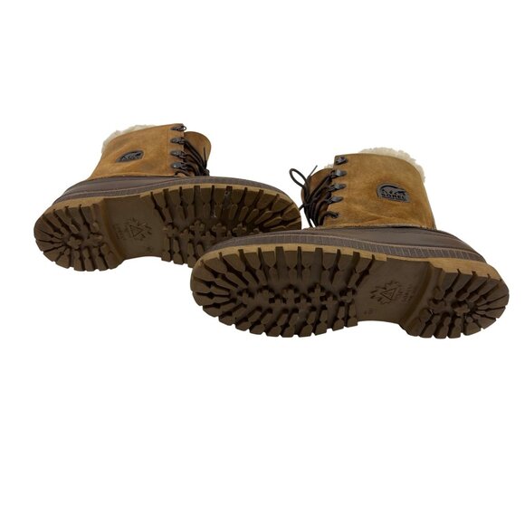 Sorel Size 10 Waterproof Snow Boots Brown Suede Rubber With Shearling Lining - Picture 8 of 10